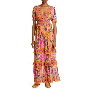 Farm Rio Women's Floral Dream Maxi Dress Medium New With Tags Boho Summer